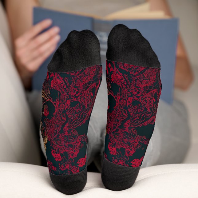 Red Tarot Card Paper, Mandelbulb Fraktal, asiatisc Socken (Unterseite)