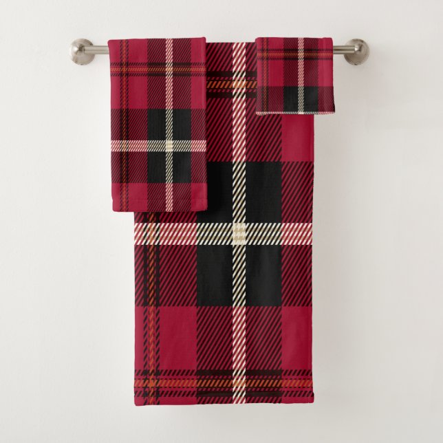 Red Tartan Badetuch Set (Insitu)