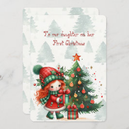 Red Tartan Daughter First Christmas  Mitteilungskarte