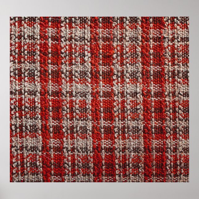 Red Tartan Fabric: Texturierter Hintergrund Poster (Vorne)