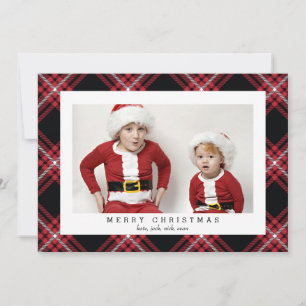 Red Tartan Foto Card für Weihnachtsfeiertage Feiertagskarte