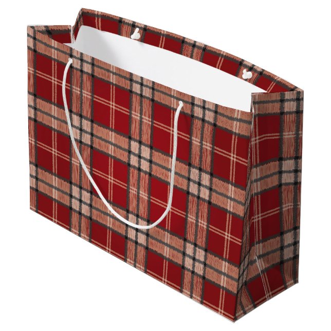 Red Tartan Große Geschenktüte (Rückseite Schrägansicht)