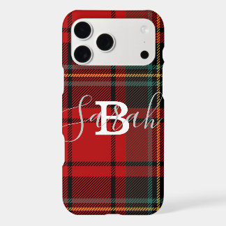 Red Tartan Kariert Checkered Scotland Monogram Nam