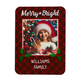 Red tartan kariert Custom Foto Christmas Magnet