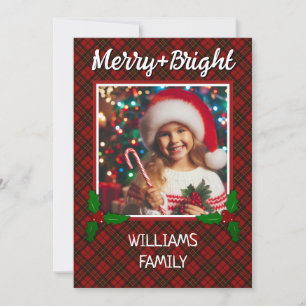 Red Tartan kariert Custom Foto Weihnachtsgrüße Feiertagskarte