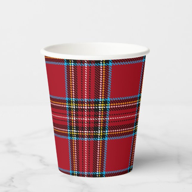 Red Tartan Kariert Paper Cup Pappbecher (Vorderseite)