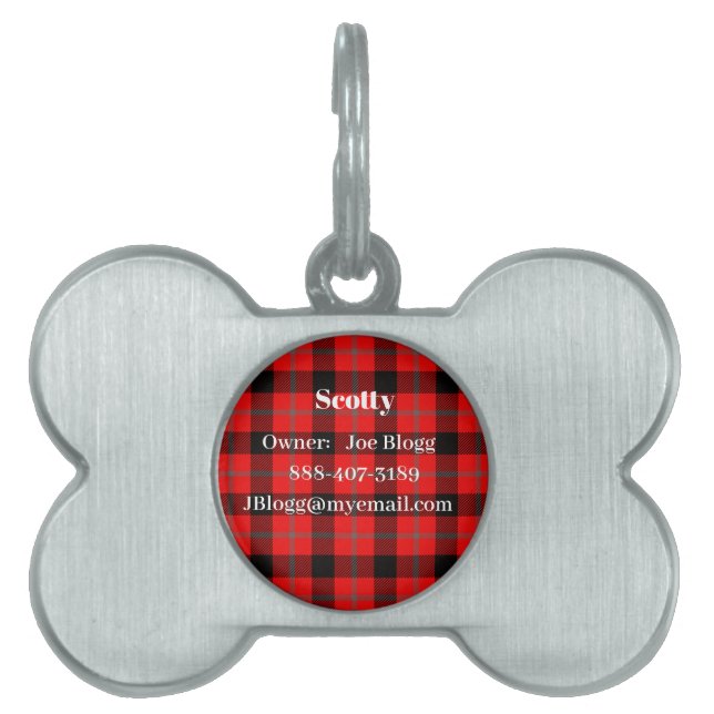 Red Tartan Kariert Tiermarke (Vorderseite)
