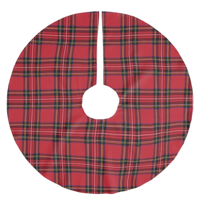 Red Tartan Kariert Tree Skirt, gebürstetes Polyest Polyester Weihnachtsbaumdecke (Vorderseite)