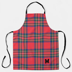 Red Tartan Kariert Weihnachten INITIAL Moderner Ur Schürze