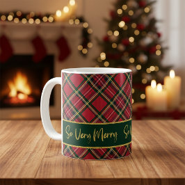 Red Tartan Kariertes Gold so froh Kaffeetasse