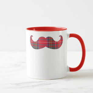 Red Tartan Mustache Tasse