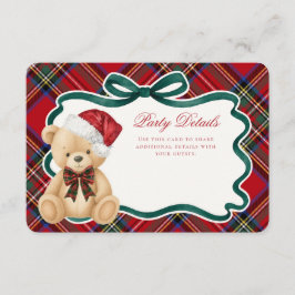 Red Tartan Plaid Christmas Bear Details Begleitkarte