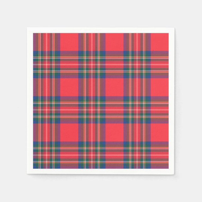 Red Tartan Plaid Holiday Classic Festive Colorful Serviette (Vorderseite)