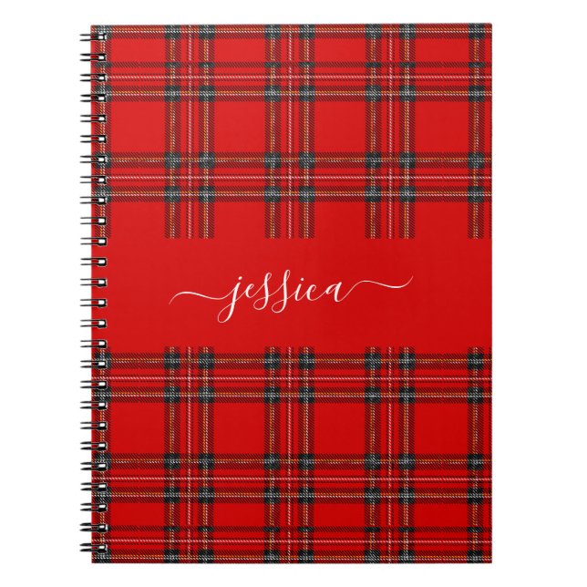 Red tartan plaid script name binder notizblock (Vorderseite)