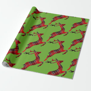 Red Tartan Rentier Schottische Weihnachten Geschenkpapier