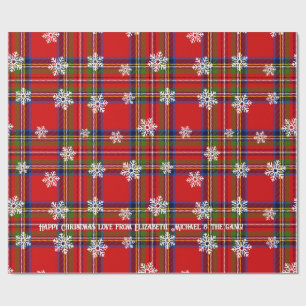 Red Tartan Snowflake Personalisierte Weihnachten Geschenkpapier