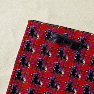Red Tartan Staffordshire Bull Terrier, Strandtuch
