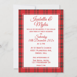 Red Tartan Wedding Einladung