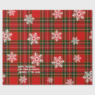 Red Tartan White Snowflake Personalisierte Weihnac Geschenkpapier