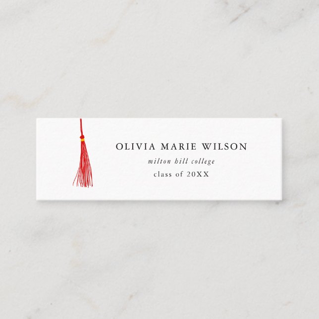 Red Tassel Abschluss Name Card Mini Visitenkarte (Vorderseite)