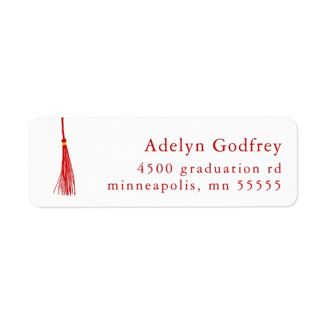 Red Tassel Abschluss Rücksendeadresse (Vorne)