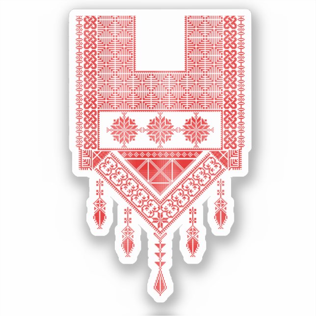 Red Tatreez Cross Stitch Traditionelle Stickerei Aufkleber (Vorderseite)