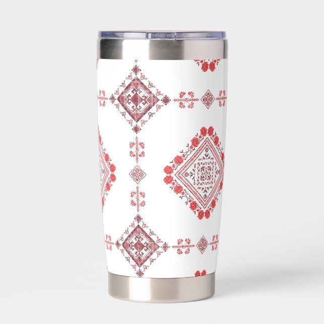 Red Tatreez Thobe Dress Thermobecher (Rückseite)