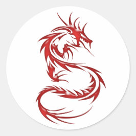 Red Tattoo Dragon Runder Aufkleber