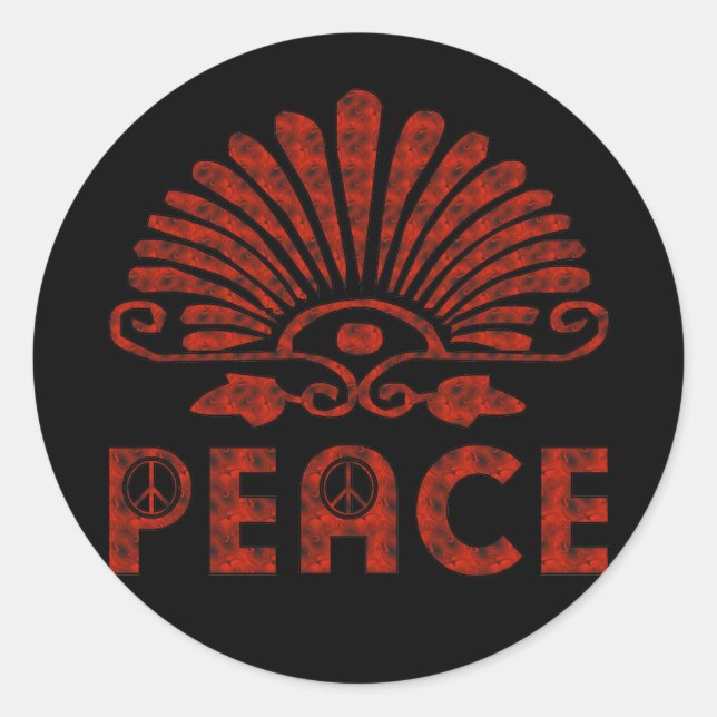Red Tattoo Peace Art Runder Aufkleber (Vorderseite)