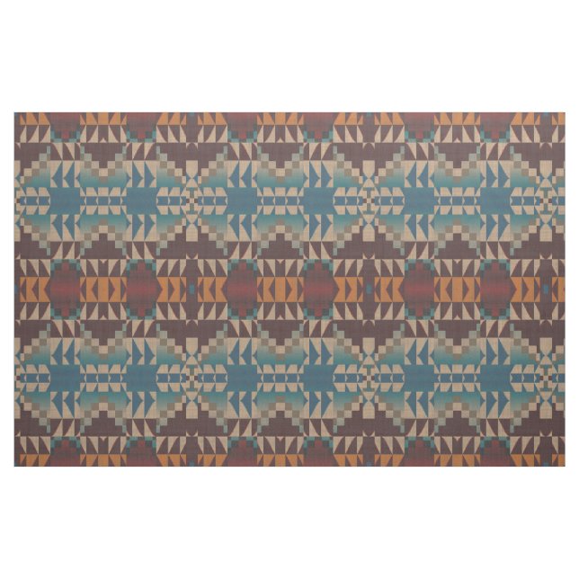 Red Taupe Brown Aquamarin Blue Orange Ethnic Look Stoff (Fat Quarter (45,7 x 55,9 cm))