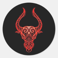 Red Taurus Zodiac auf schwarz