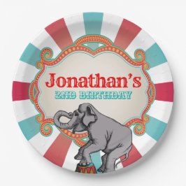 Red Teal Blue Vintage Circus Birthday Pappteller