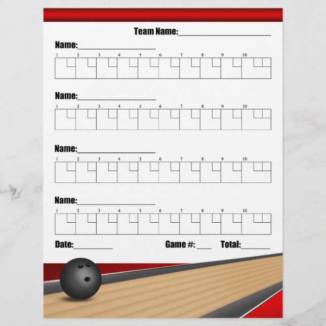 Red Team Bowling Score Sheets Flyer (Vorne)