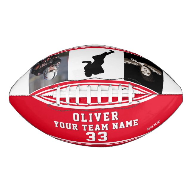 Red Team Name Player Number 2 Photo Football (Vorderseite)