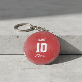 Red Team Soccer Ball Personalisierter Name Schlüsselanhänger