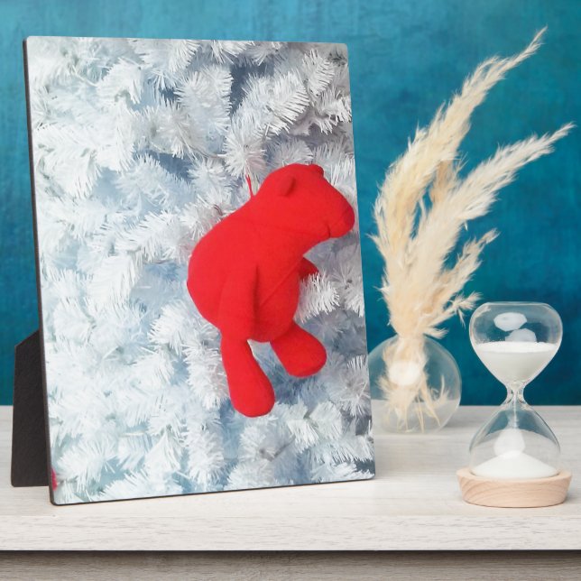 Red Teddy Bär in Christmas Tree Fotoplatte (Seite)