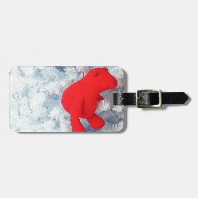 Red Teddy Bär in Christmas Tree Gepäckanhänger (Vorderseite horizontal)