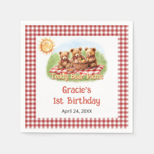 Red Teddy Bear Picnic 1. Geburtstag Serviette