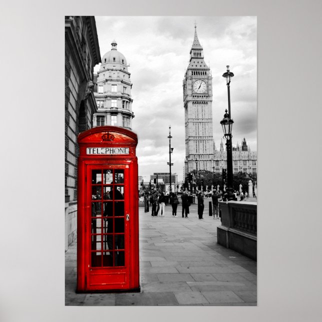Red Telefone Big Ben London Landscape Poster (Vorne)