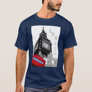 Red Telefone Box London Big Ben Clock Tower T-Shi T-Shirt
