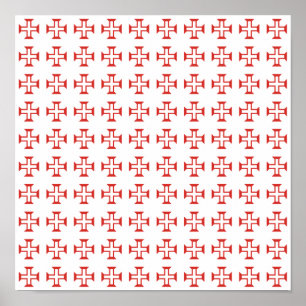 Red Templar Cross pattern Poster