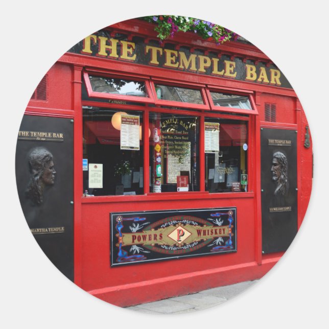 Red Temple Bar pub in Dublin Runder Aufkleber (Vorderseite)