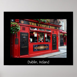 Red Temple Bar pub in Dublin Textposter Poster