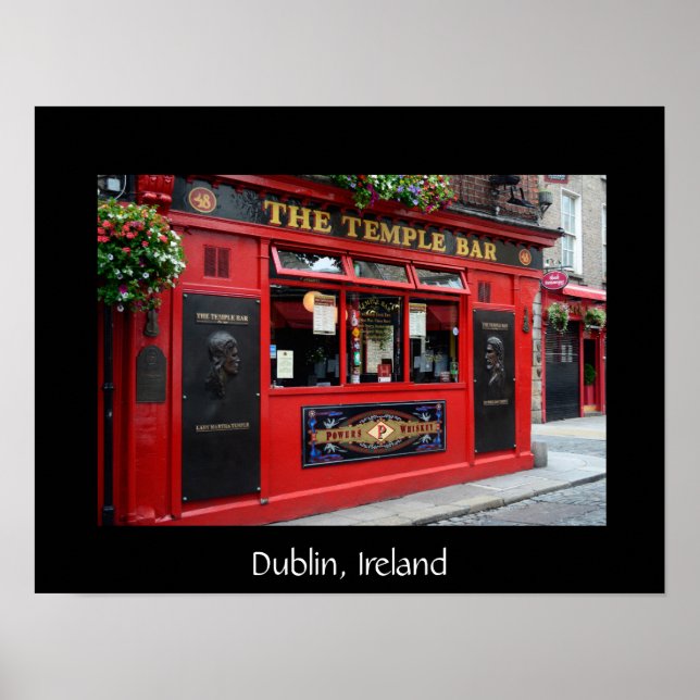 Red Temple Bar pub in Dublin Textposter Poster (Vorne)