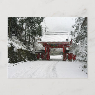Red Temple Gate in Snow Postkarte