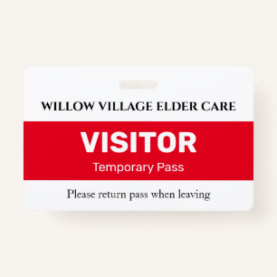 Red Temporary Visipass for Hospital Care Zuhause Ausweis