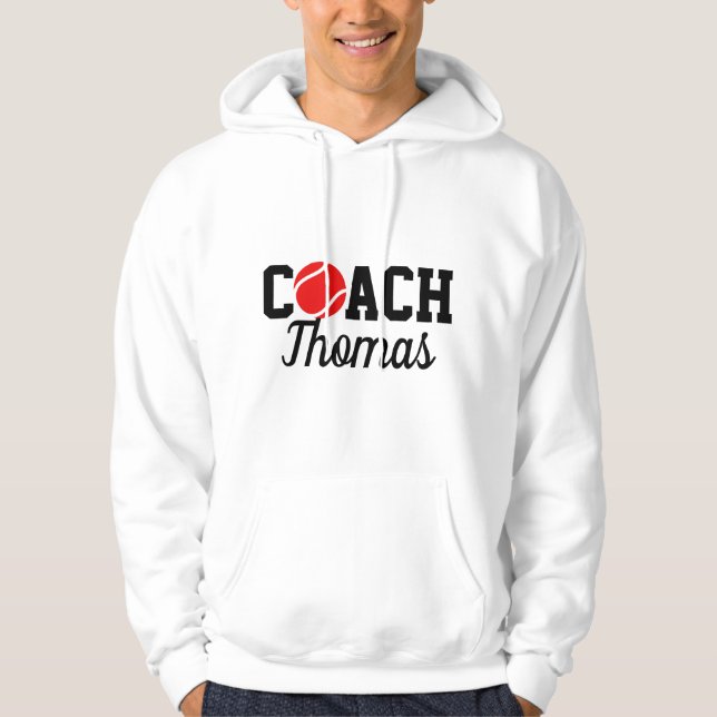 Red Tennis Ball Coach Player Name Typografie Sport Hoodie (Vorderseite)