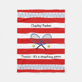 Red Tennis Zitat personalisiert gestreift Fleecedecke