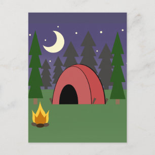 Red Tent Camping Geburtstagsparty Postcard Einladu Einladungspostkarte
