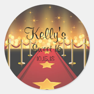 Red Tepet Hollywood Sweet 16 Gastgeschenk Labels Runder Aufkleber